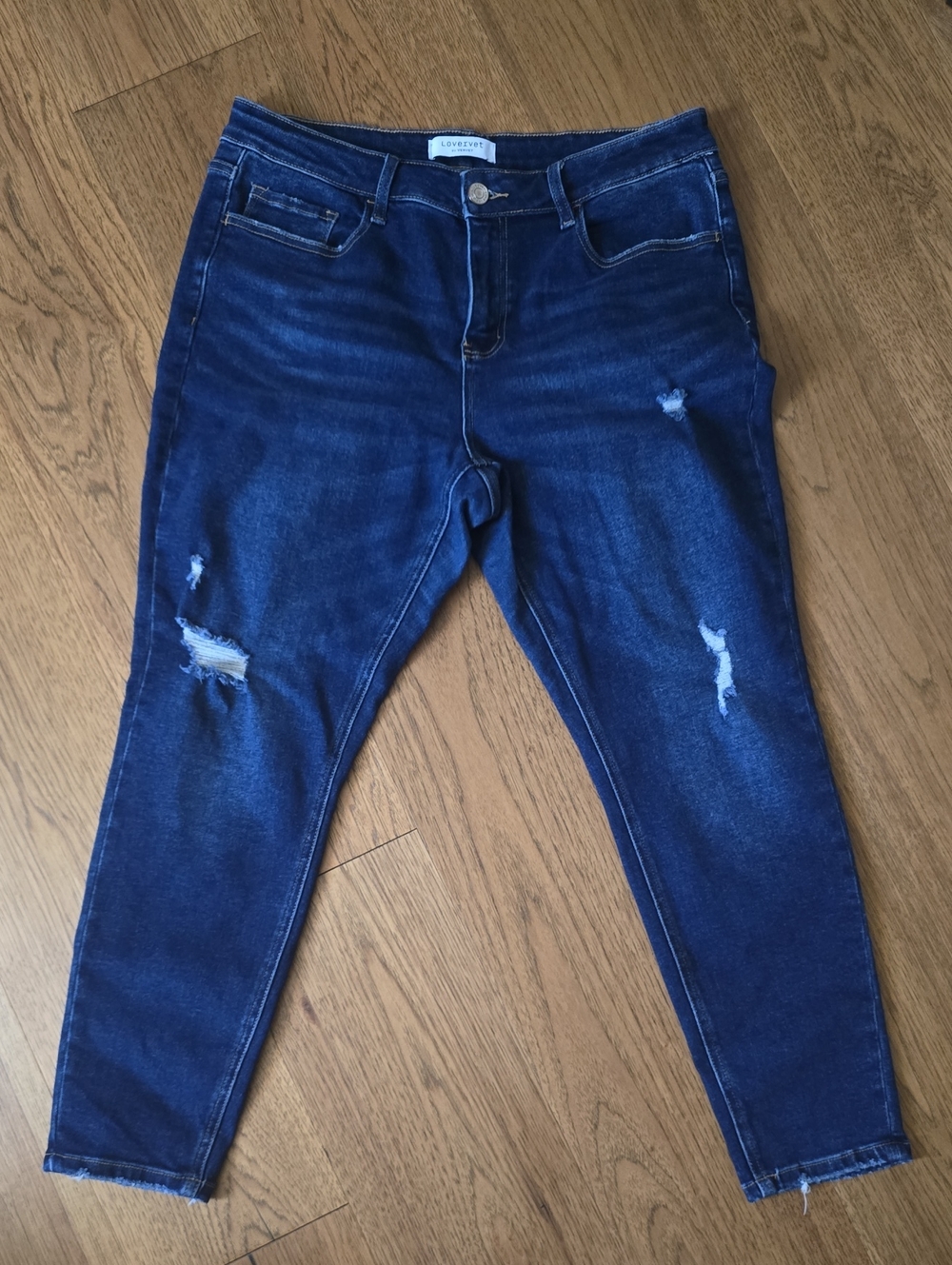 Lovervet By VERVET Dark Blue Ripped Skinny Jeans
